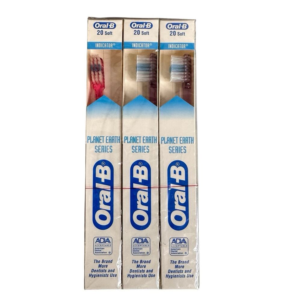 Oral B Vtg 20 Soft Child Toothbrush Lot 6 Indicator Bristles Planet Earth Series